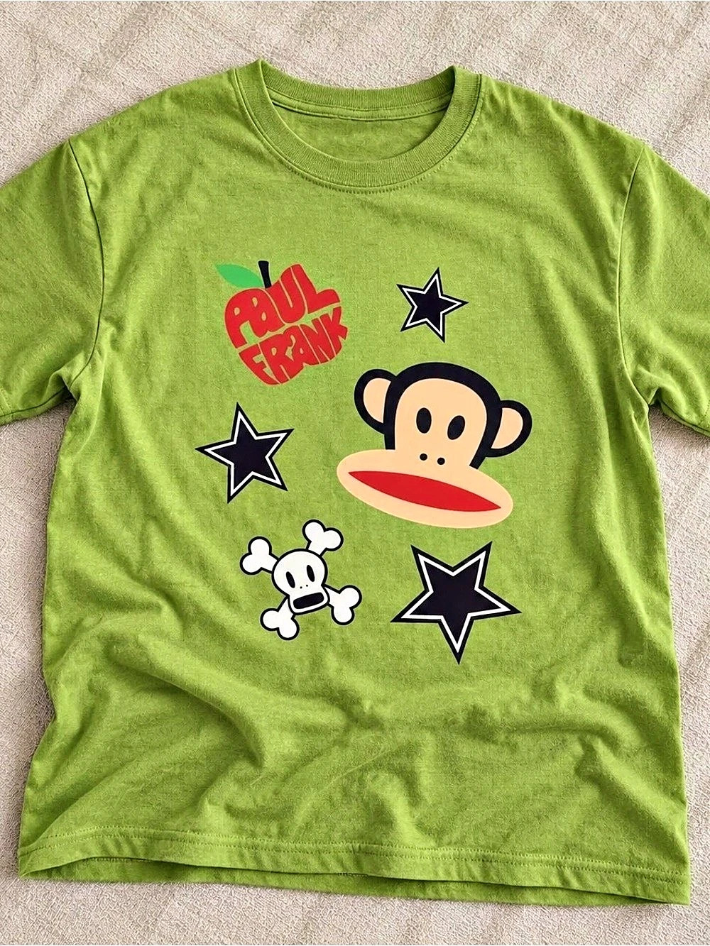 Kiwi Green Paul Frank Stars and Skull Graphic Tee Gildan Reprint